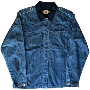 Harley Davidson Motorcycles Vintage Y2K Denim Button Up